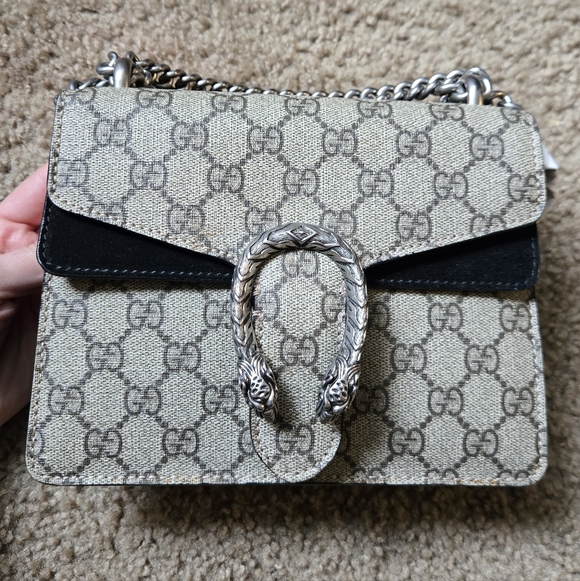Gucci Dionysus Gg Supreme Small Printed Coated Canvas Suede Shoulder Bag - Picture 1 of 12